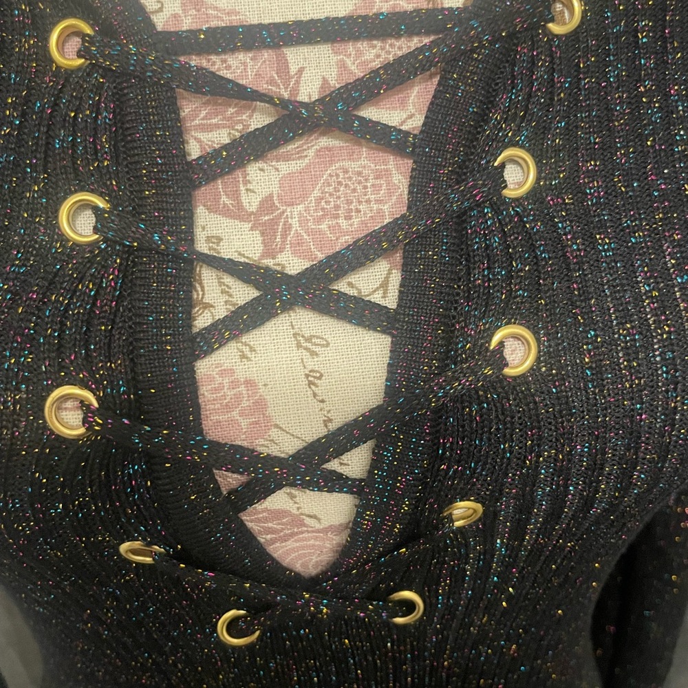 Black dress with various color Bodycon Lace up size medium
